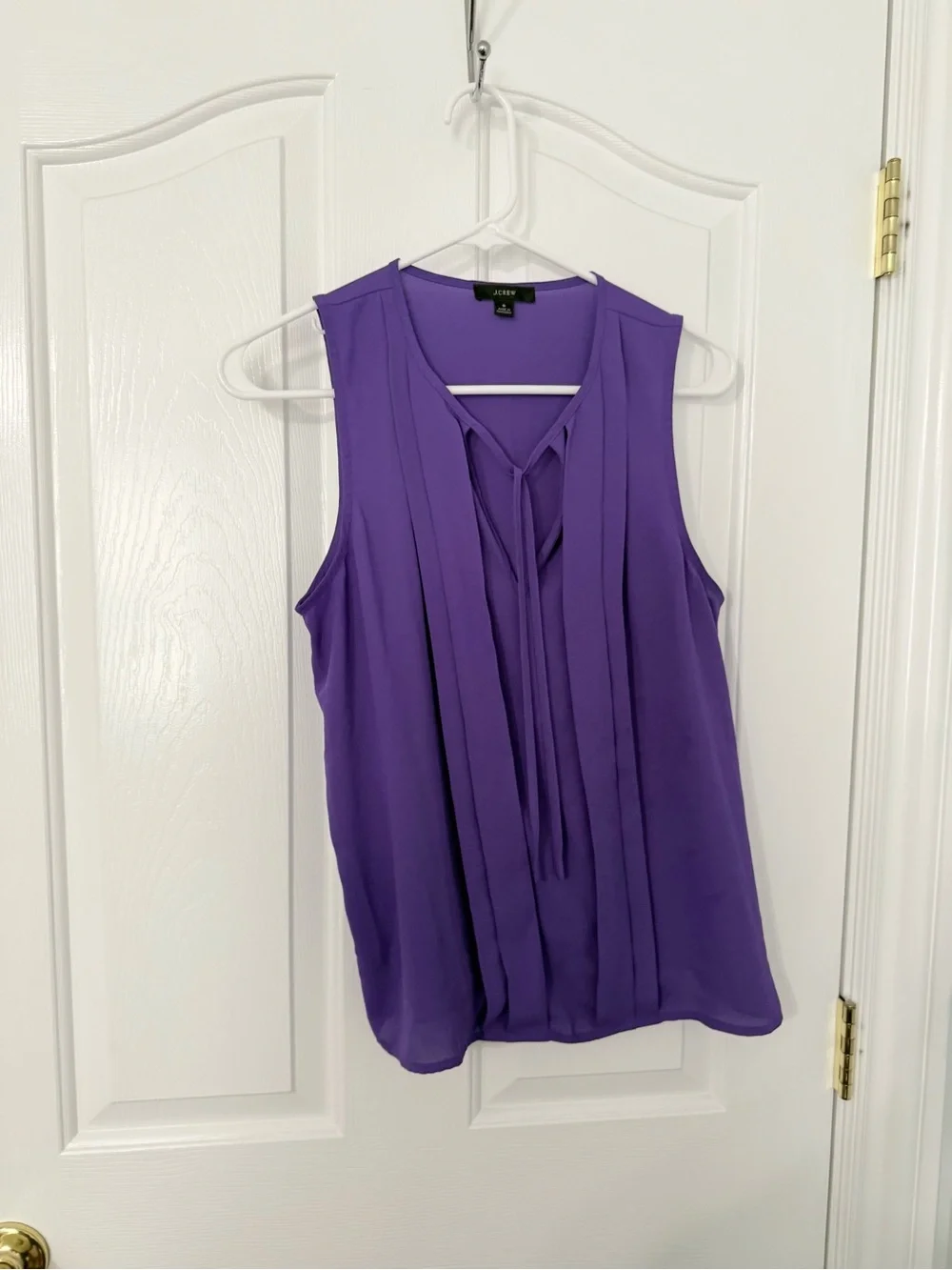 J. Crew Purple Sleeveless Pleated Tie-Front Camisole